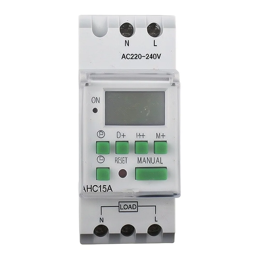 220V Weekly Programmable Timer Switch DIN Rail Mount LCD Display 50 60Hz 7 Day Cycle for Elevator and Escalator Control