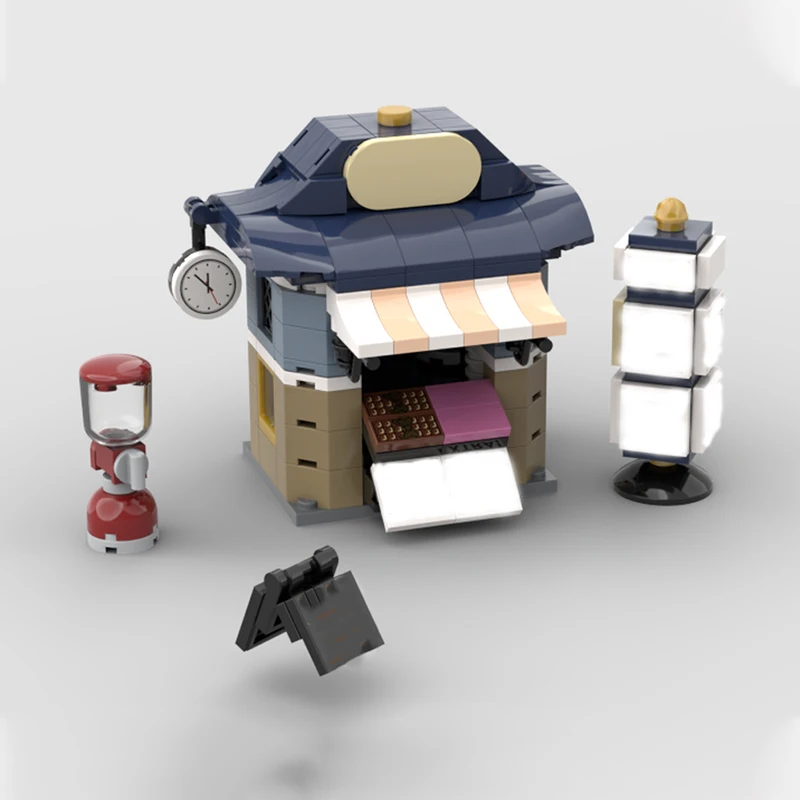 

245 шт. MOC угловой киоск кофе модульные здания строительные блоки Рождественский подарок друг другу DIY дизайн для творчества