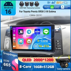 Android 16 Carplay Auto Car Radio For Toyota Previa XR50 3 III Estima 2006-2019 GPS Multimedia Video Player Autoradio Stereo BT