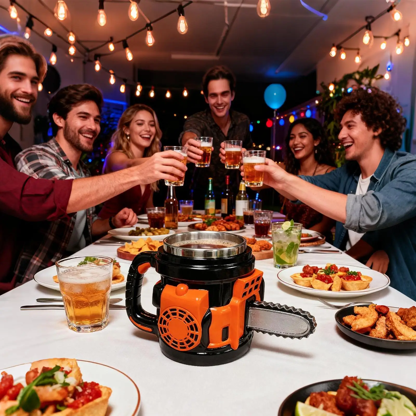 

Кружка в форме бензопилы: забавная офисная бутылка для воды из смолы, дорожная кружка с внутренней вставкой из нержавеющей стали, украшение для рабочего стола