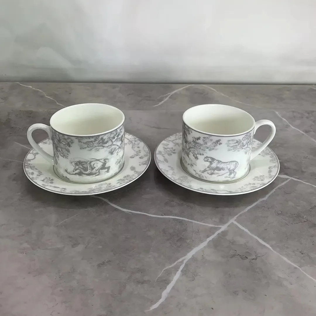 European Tiger Series Bone Porcelain Coffee Cup Plate Afternoon Tea Home Light Luxury Couple Cup Set Gift