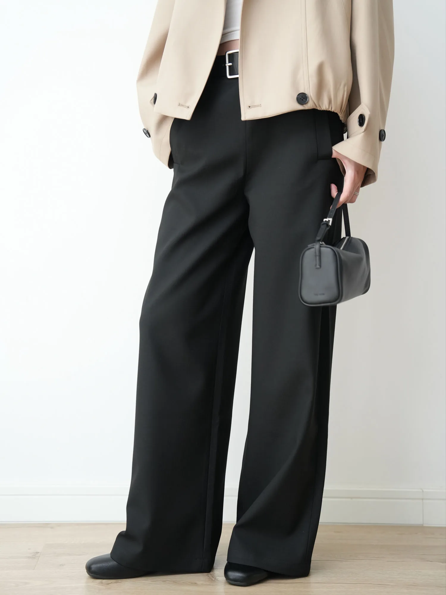 

Viyoung High Waist Wide Leg Suit Pants Belted Casual Faionable Trousers Cleanfit Sle Polyester Blend Ladies Pants