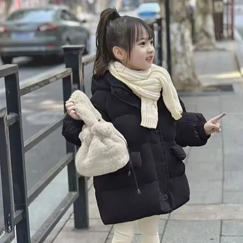 2025 Winter New Girls 3-10 Years Thermal Insulation Cotton Coat Plus Size Warm Winter Jacket with Trendy Design for Kids