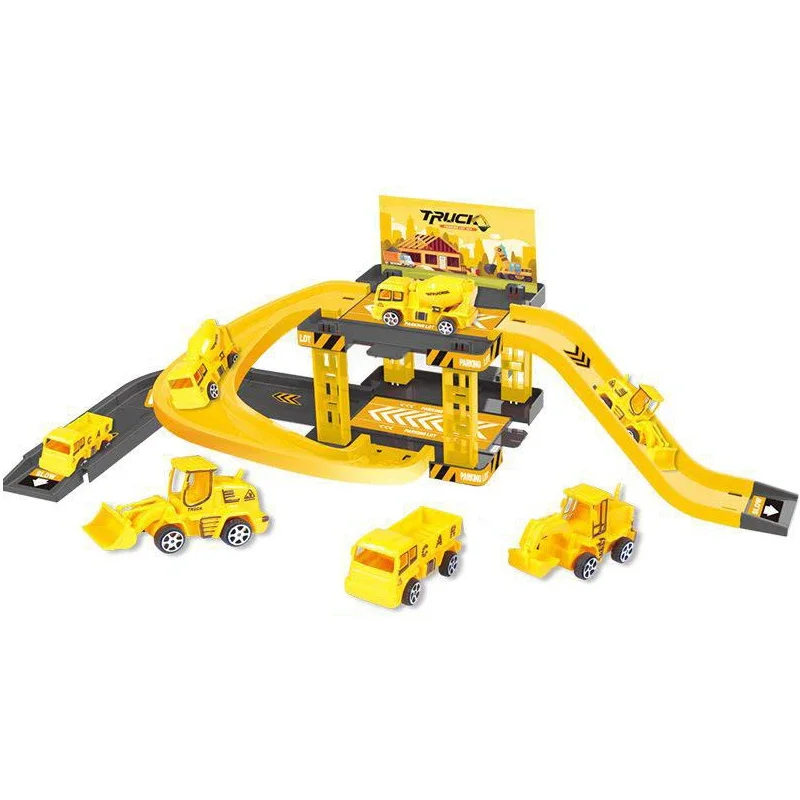 Juguetes de estacionamiento de riel para chico, coche de dinosaurio, modelo de construcción de estacionamiento, simulación de fuego, vehículo de ingeniería de policía, juguete, regalos de cumpleaños para niños