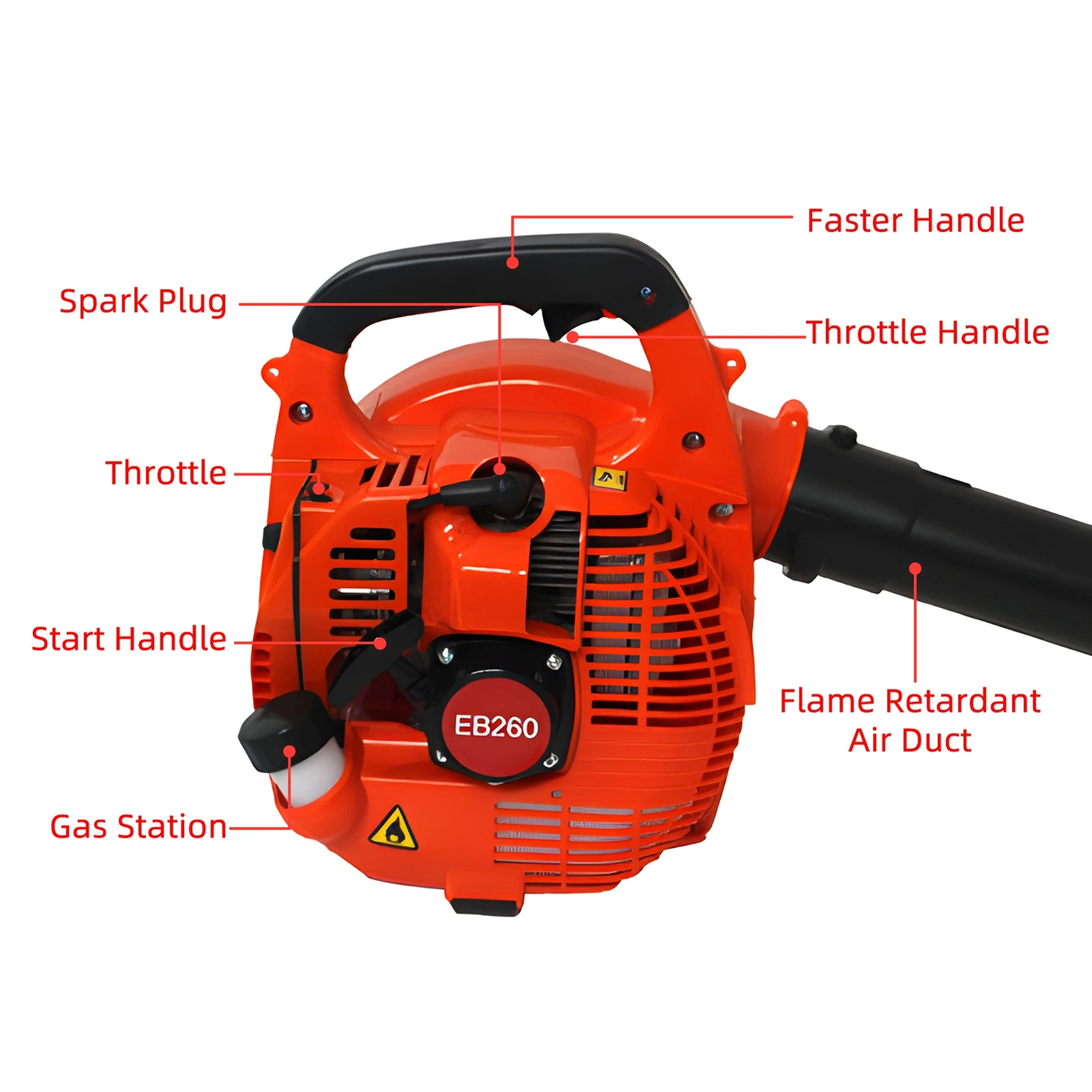 Gas Powered Leaf Blower 2 Stroke Engine 25.4CC 275.45CFM Air Volume 0.65L Oil Tank Handheld Blower Powerful Wind Snow Blower
