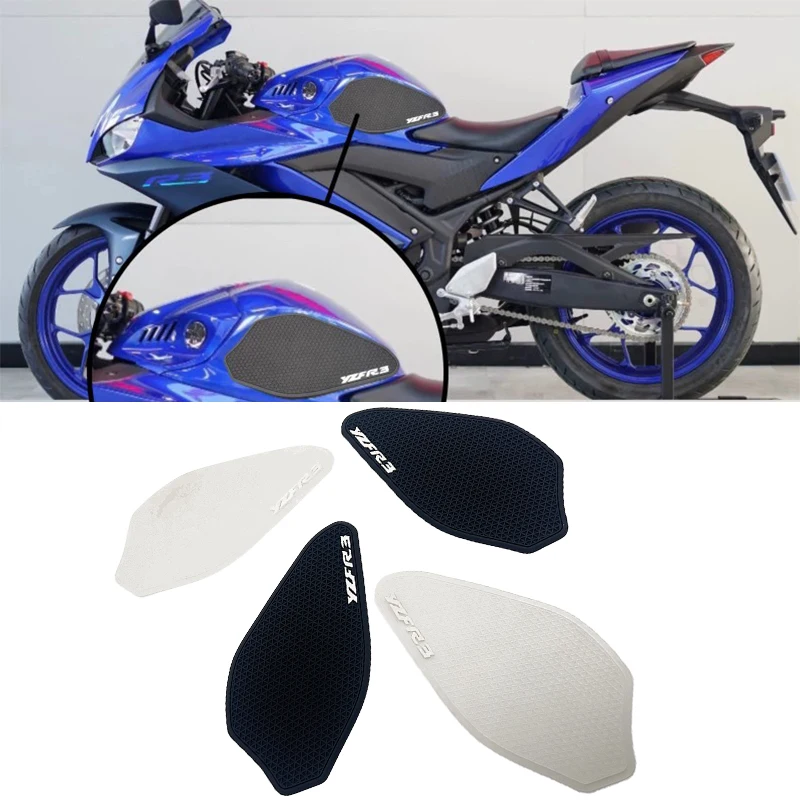 Ajustement pour HurcycleYamaha YZF-R3 2019 -2023 autocollant en caoutchouc Côté Carburant précieux Sous Précieux Coussinets Protecteur Autocollants Genou Grip Traction Pad