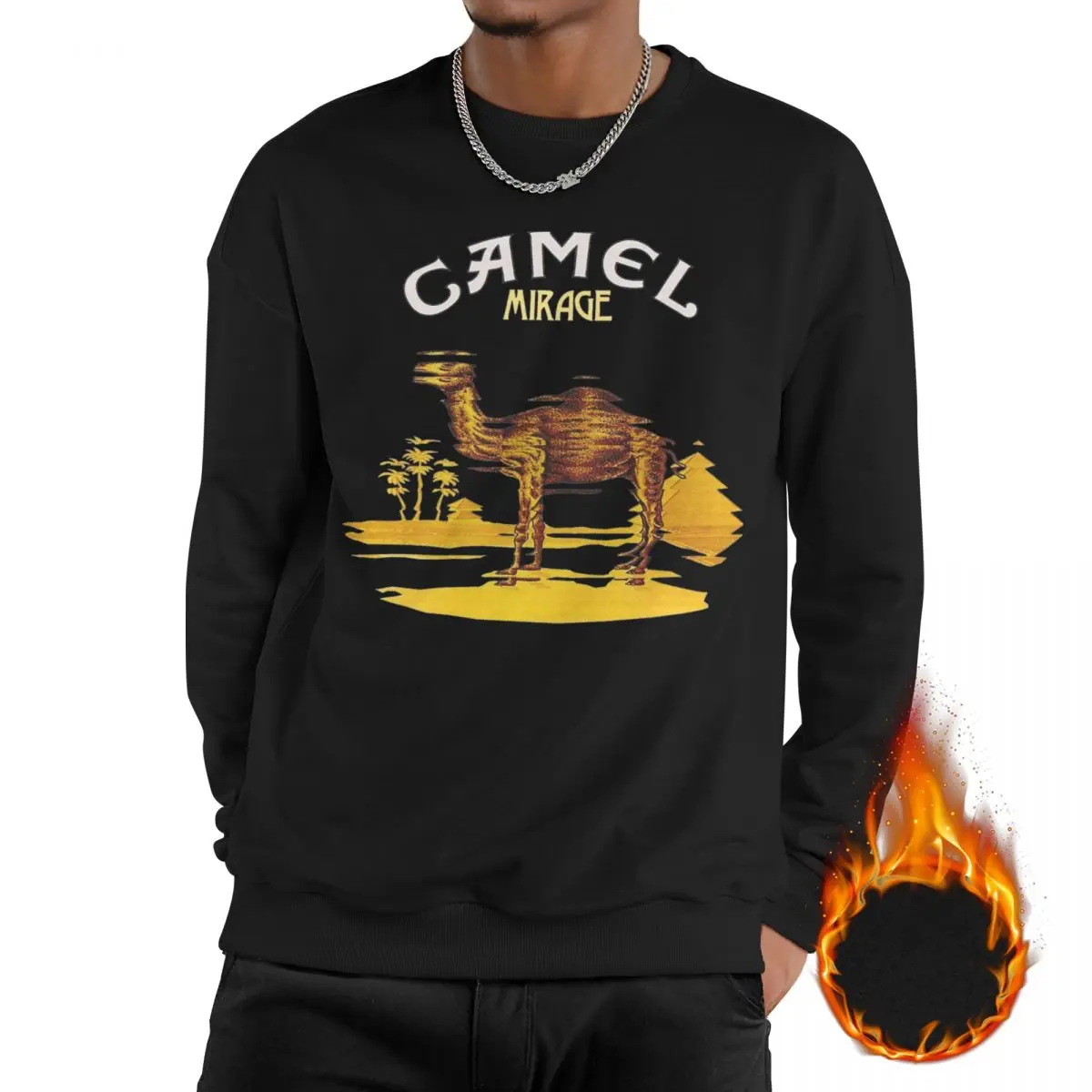 

Man Fleece Lined Sweatshirts Camel Outfits Sweatshirt Funny Animal Pullover Long Sleeve Shirt Hoodies