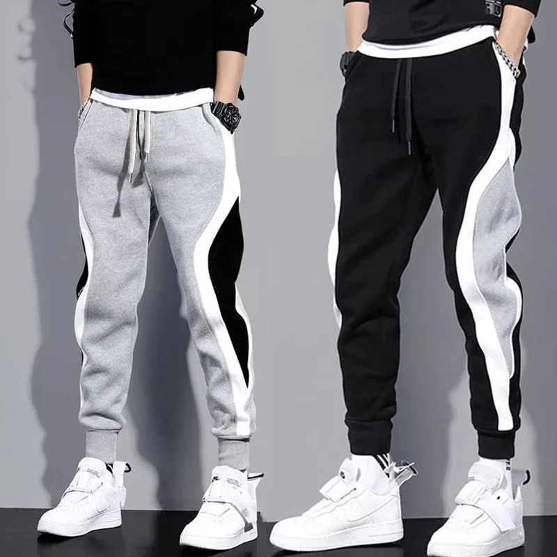 MenColorblock Side Stripe Drawstring Sweatpants Elastic Waist Cuffed Joggers Soft Casual Athletic Streetwear Daily Go-to Bottoms