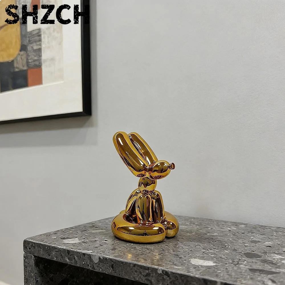 Super Price Custom Resin Electroplated Sitting Balloon Bunny Rabbit Ornament Funny Cute Animal Sculpture