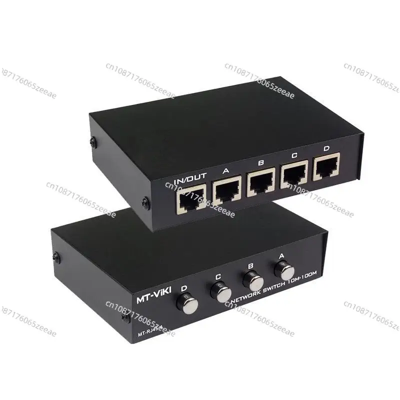 4 Port Network Sharing Switch Manual RJ45 RJ-45 Ethernet Device Swicher Metal Shell 100MHz 1 in 4 Out or 4 in 1 Out MT-RJ45-4