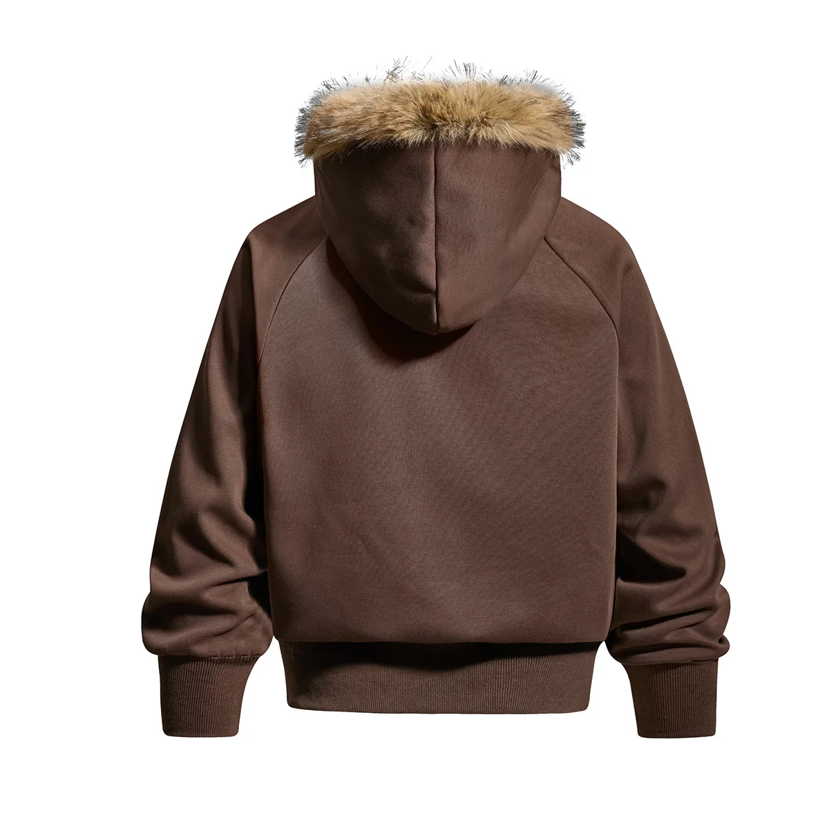 MWJLPWQ Men's Fur Collar Letter Hoodie New Autumn Winter American Street Design Loose-Fitting Zip-Up Hooded Sweatershirts 20298