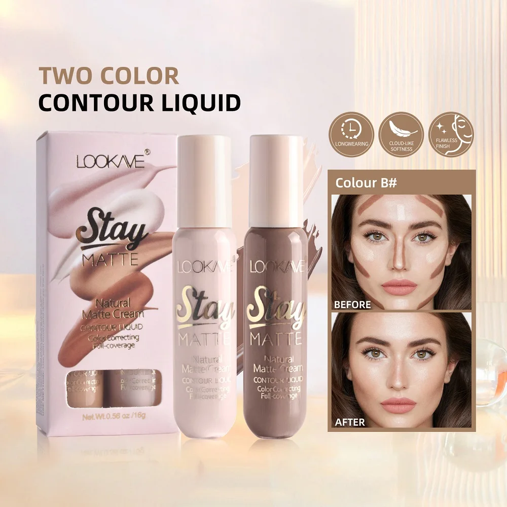 2 pz/lotto fondotinta viso contorno crema correttore opaco impermeabile evidenziatore liquido Bronzer Contouring trucco cosmetico