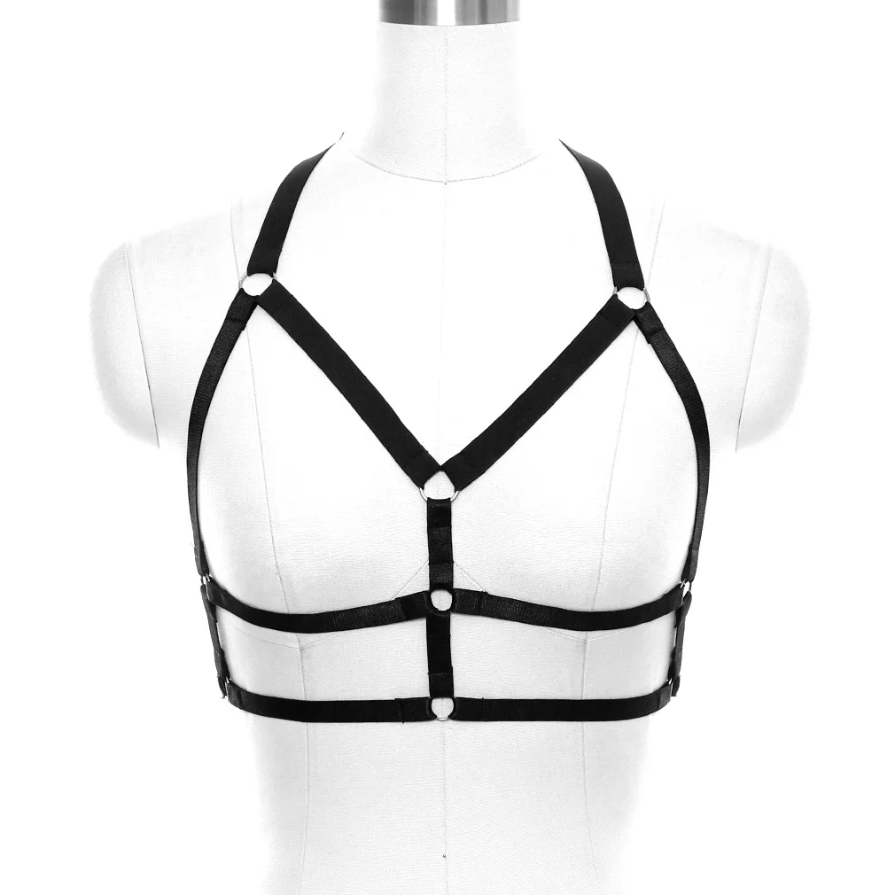 

Halloween Hollow Cage Bra Fetish Bondage Harness Suspender Rave Wear Dance Accessories Elastic Goth Adjustable Body Harness