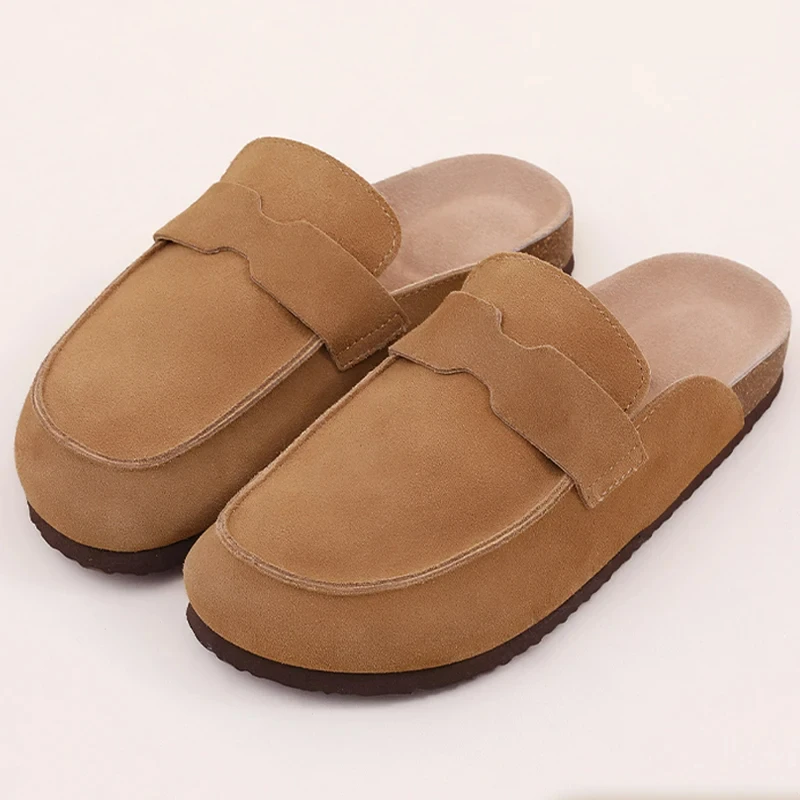 Crestar Fashion Clogs For Women Suede Leather Mules Slippers New Solid color Classic Antislip Cork Clogs Shoes With Arch Support