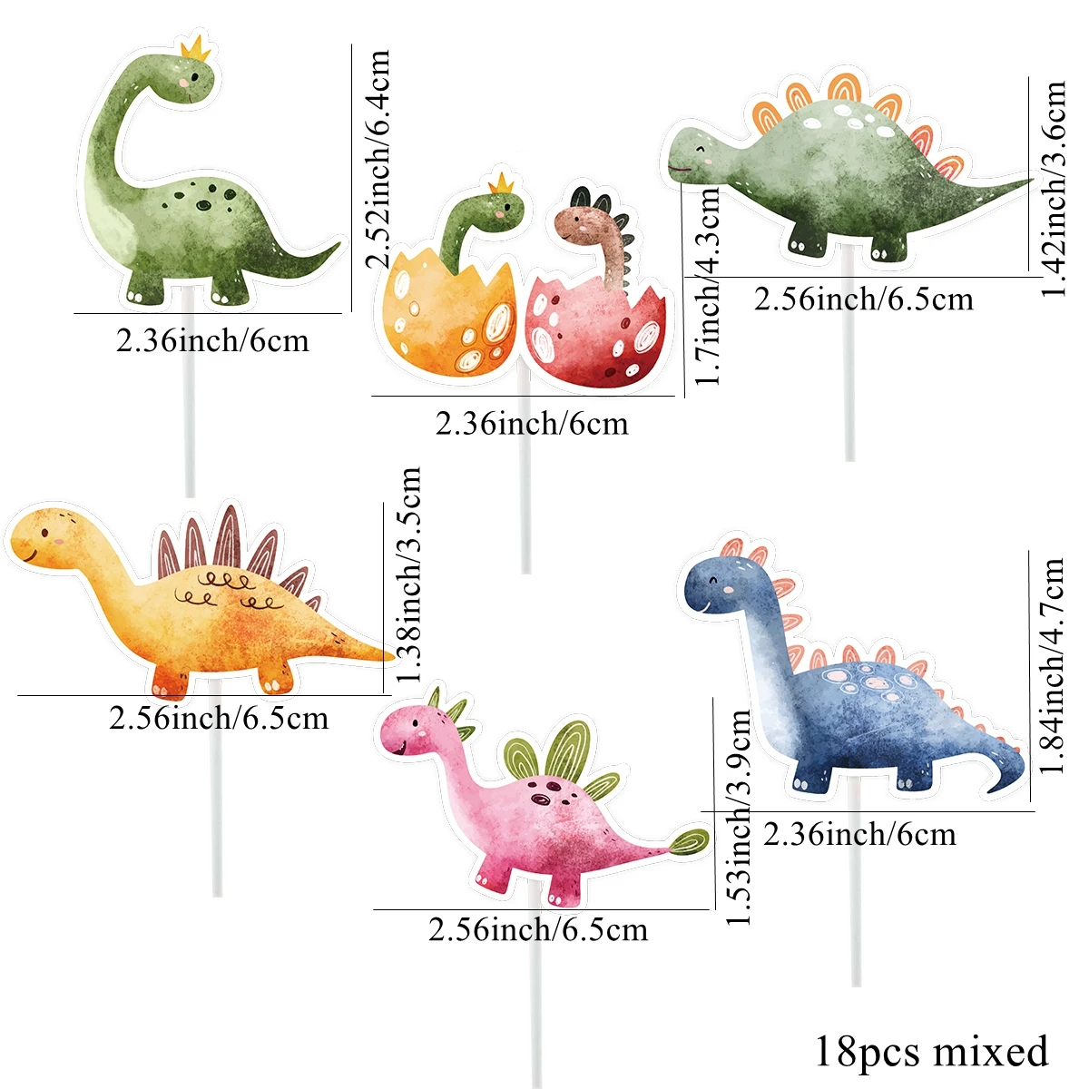 1Set Carton Dinosaur Cupcake Topper Multi Type Toppers For Kids Dinosaur Themed Birthday Party Decoration DIY Cake Supplies