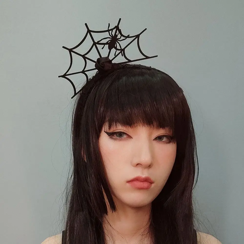 

Spider Halloween Headband Cosplay Headband Rose Witch Hat Hairband Felt Headpiece Gothic Black Crown Stage Performance Props