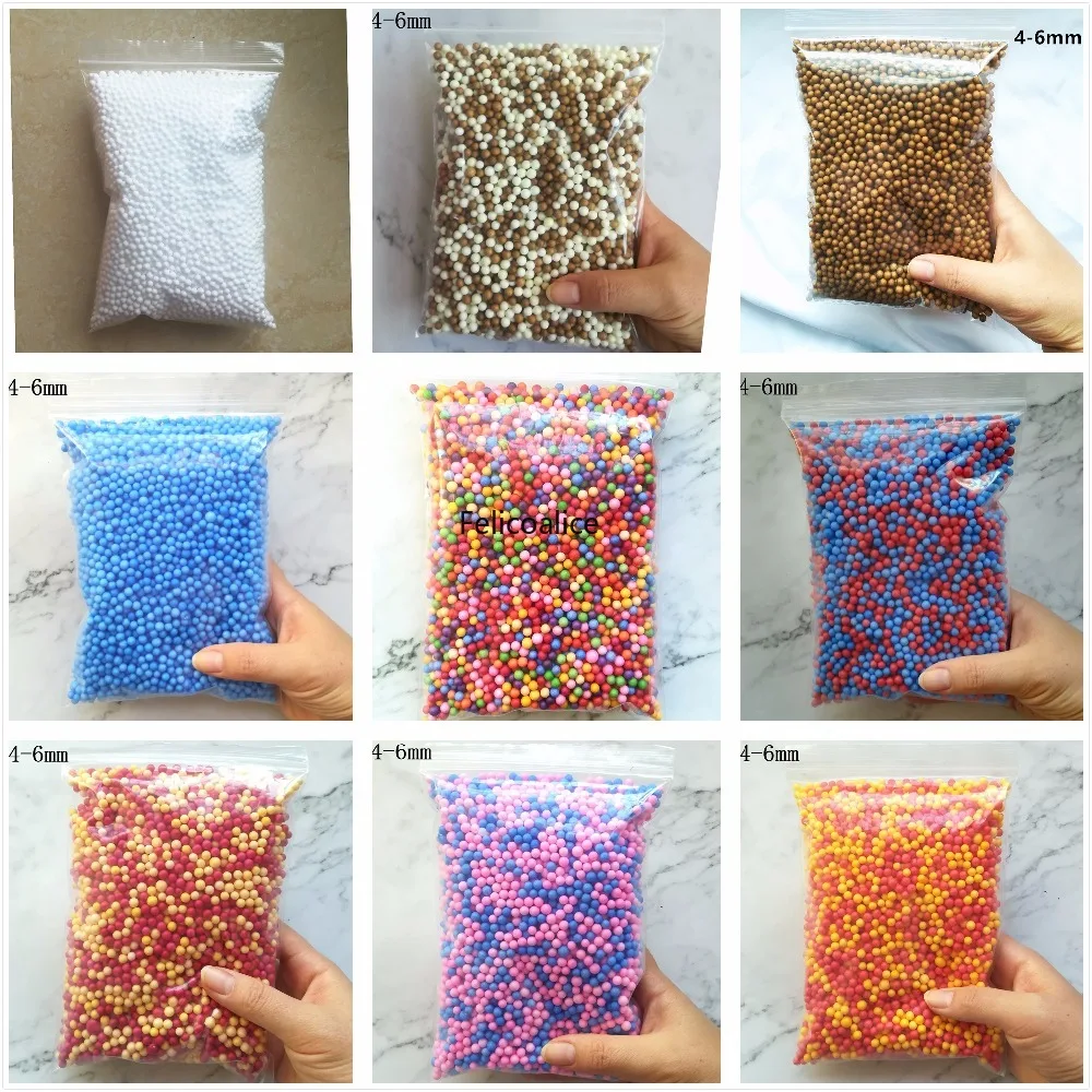4-6mm 13g Rainbow Assorted Color Polystyrene Styrofoam Filler Foam Mini Beads Balls For Slime Filler DIY Decoration Accessories