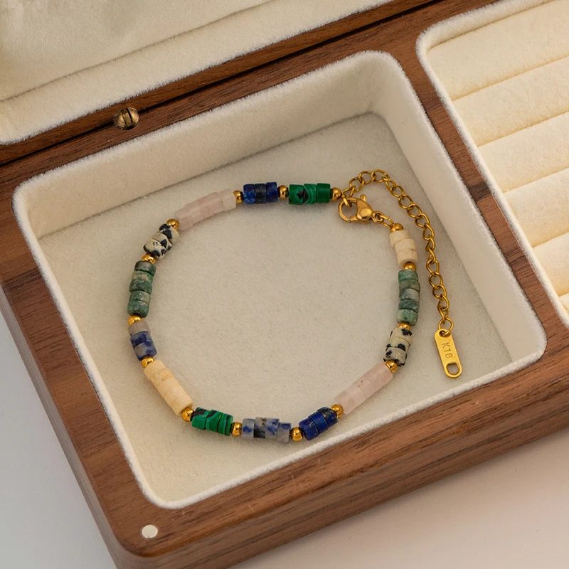 Go2boho 2023 nowa bransoletka delikatne regulowane 14k złoto wypełnione łańcuszki kamienie naturalne Pulsera Mujer wyjątkowa damska bransoletka Boho