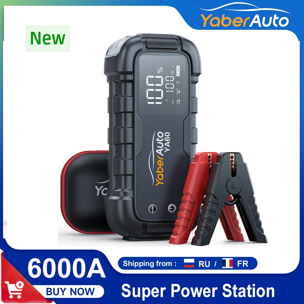 6000 A Starthilfe 150 W DC PD45W Autobatterieladegerät 3,3 LED-Bildschirm 600 Lumen Taschenlampe Batterieladegerät Super Startgerät