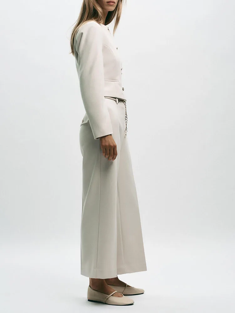 New 2025 Women's High Waist Ankle-Length Suit Jaet Ethnic Stage Costume Long T Top with Matching Pants for Women