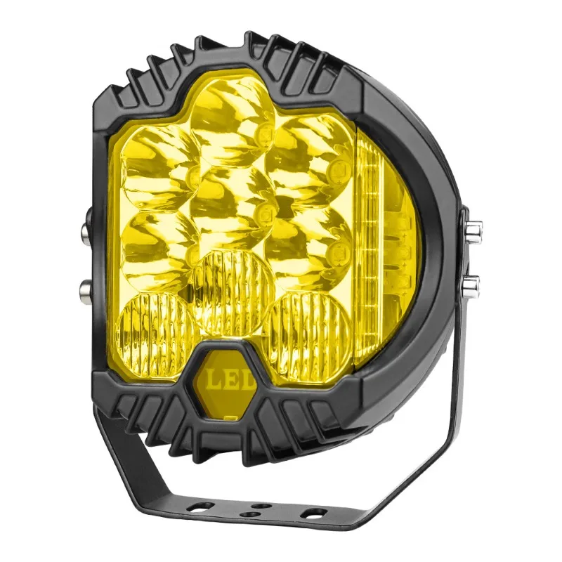 1PC 42W Car LED Work Light Three-Sided Emitting for Tank Wrangler 5inch 7inch Off-Road Pickup Truck White Yellow Light 8000LM