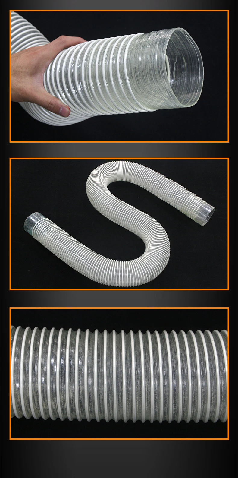 1m inner diameter 75mm original pvc transparent steel wire hose corrugated pipe suction pipe threaded hose hose durable