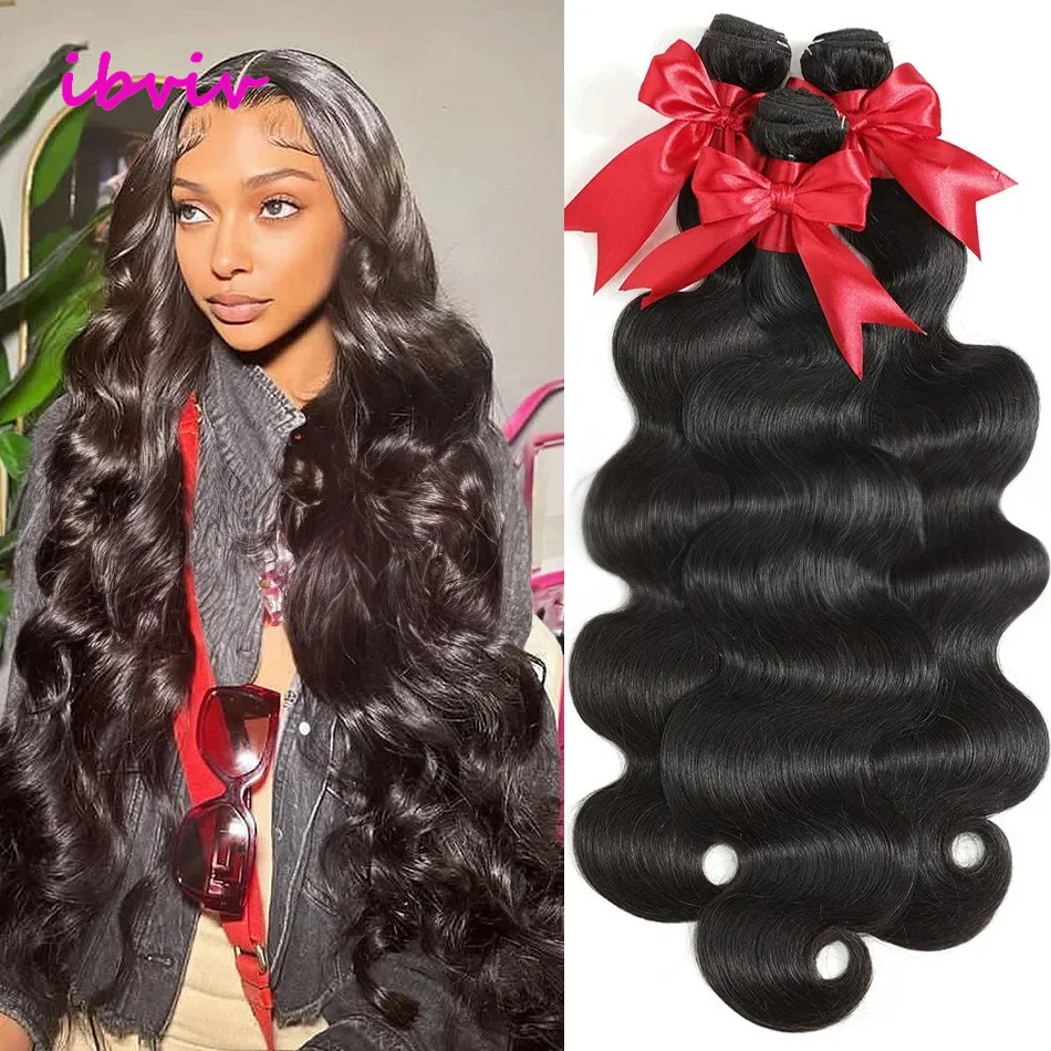 30 36 pulgadas onda del cuerpo crudo 1 3 paquetes indio 100% cabello humano sin procesar Wavys doble dibujado paquetes virgen extensiones de tejido