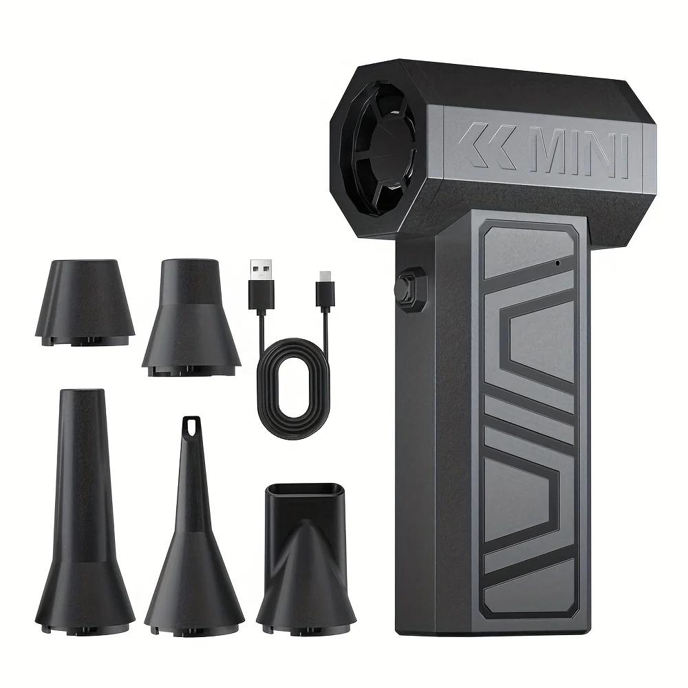 مروحة تبريد Turbo Jet - مروحة قوية محمولة باليد بقدرة 4000 مللي أمبير في الساعة مع شحن USB-C | منفاخ هواء محمول عالي السرعة للتخييم ونفخ الثلج وإزالة الغبار | هدية عيد الأب للرجال/الزوج #1