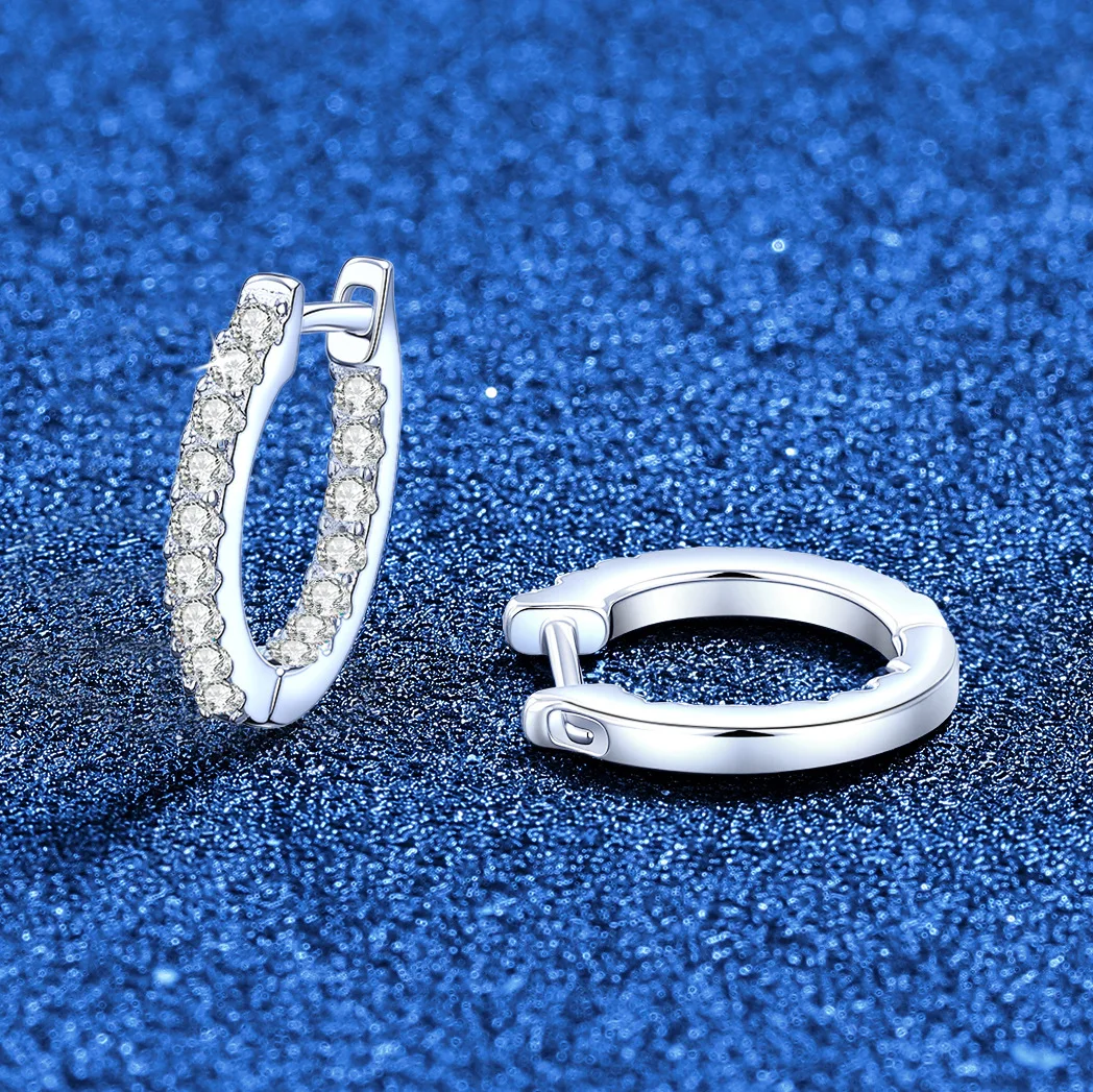 

PT950 Platinum Full Diamond Moissanite Earrings Minimalist Light Luxury Ins Style Trendy Hypoallergenic Jewelry for Women