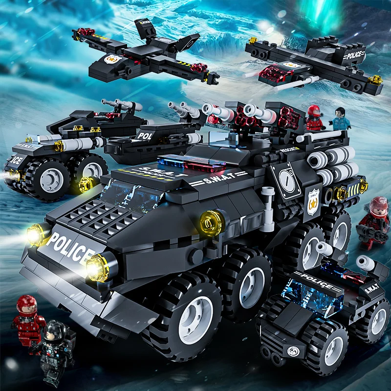 

Набор военных строительных блоков 6 в 1, автомобиль спецназа, бронеавтомобиль, городские строительные кирпичи, детская сборная игрушка «сделай сам», Рождественский подарок