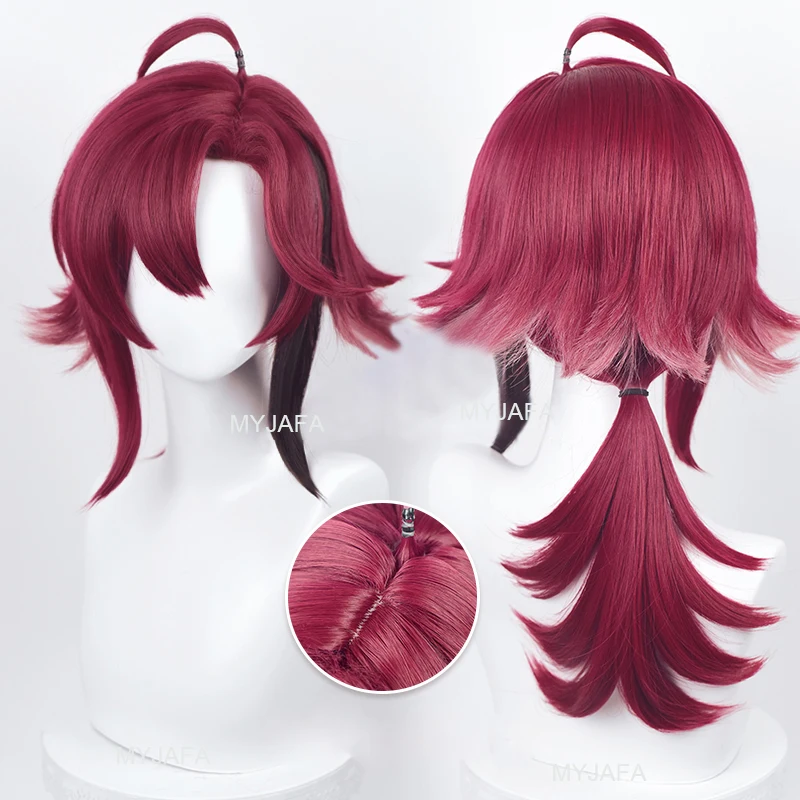 

Shikanoin Heizou Cosplay Wig Game Genshin Impact Cosplay Gradient Red Heat Resistant Synthetic Hair Party Anime Wigs + Wig Cap