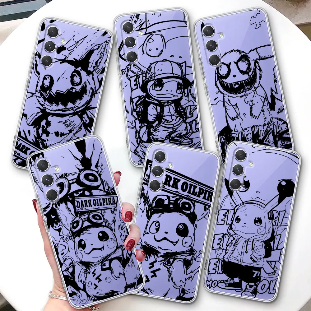 

Чехол Pokemon Gengar Pikachu для Samsung Galaxy A15 A16 A17 A54 A14 A22 A51 A53 A12 A13 A23 A52 A55, прозрачный чехол для телефона из ТПУ