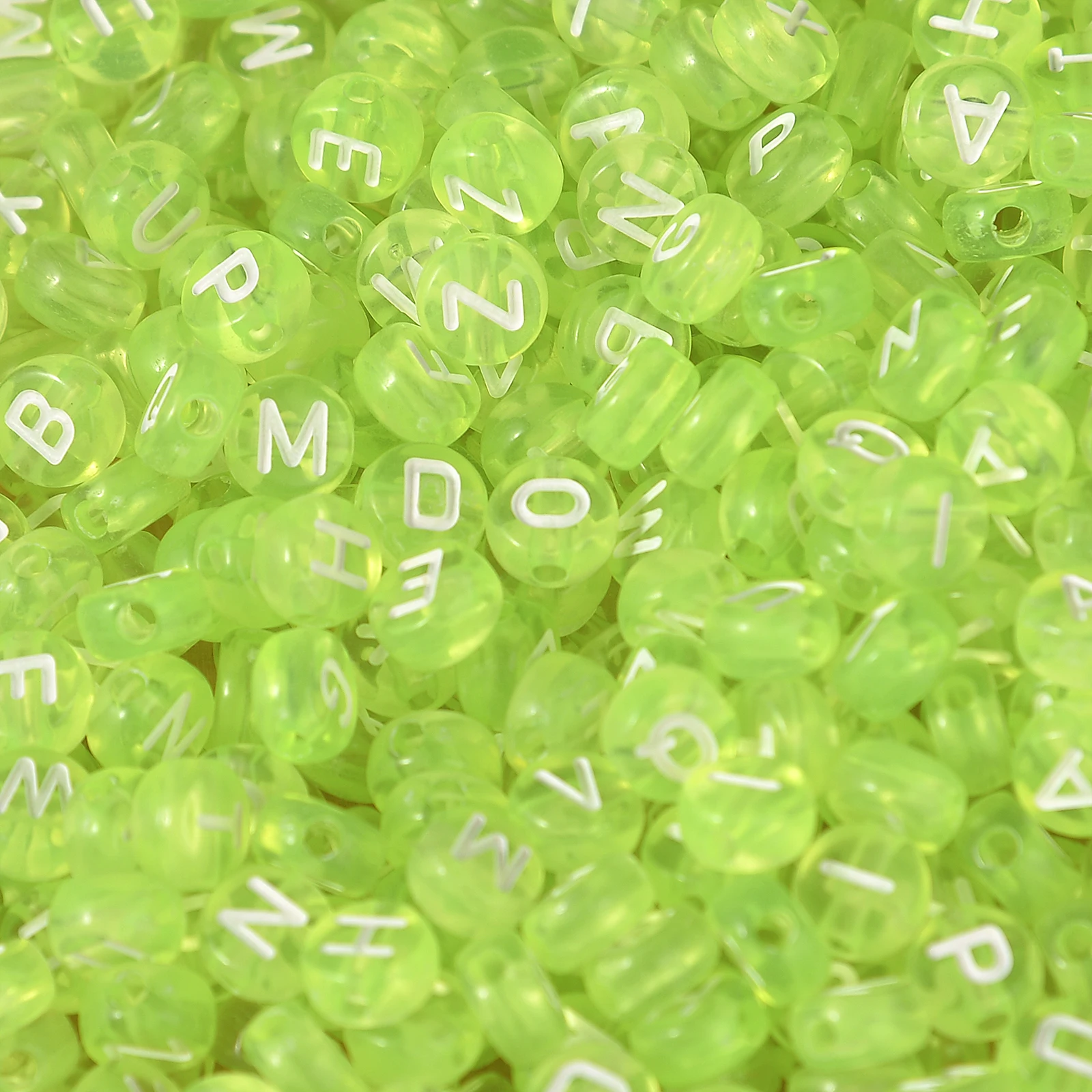 7mm 100pcs Green Round Letters Beads Transparent Alphabet Acrylic Loose Spacer Beads For Jewelry Making DIY Bracelets Necklace