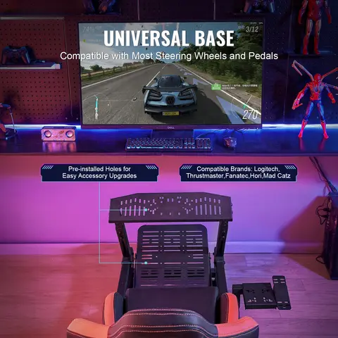 SucceBuy Racing Rattställ För Logitech G923/G920/G29 Kraftig Stål Driving Simulator Cockpit-Thrustmaster T248P Belastning 165 kg 8 best sales Logitech G29-stativ - №5