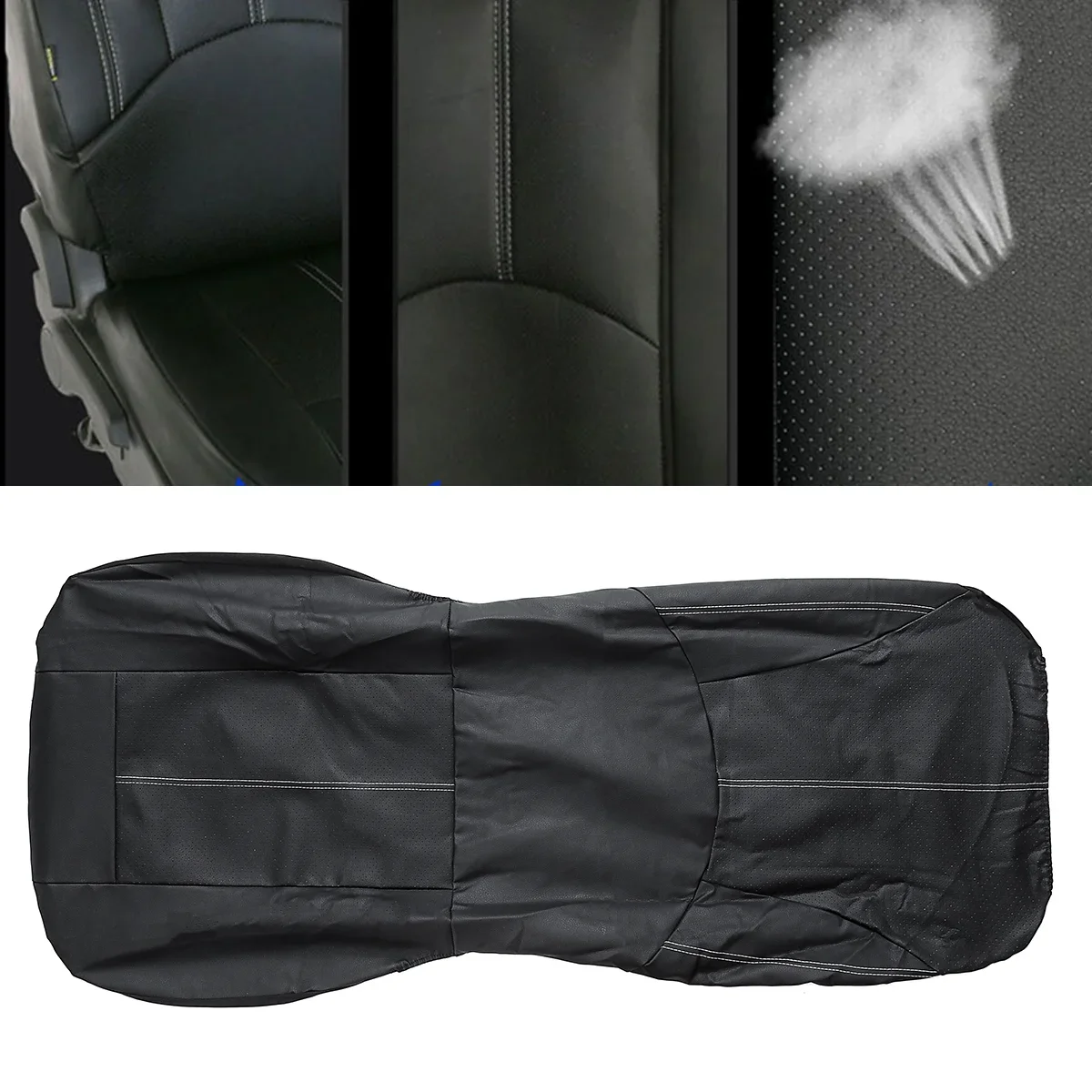 9PCS Automobile Car Seat Cover Protector PU Leather Front Rear Full Set Waterproof Universial With Zipper for 5 Seats Car