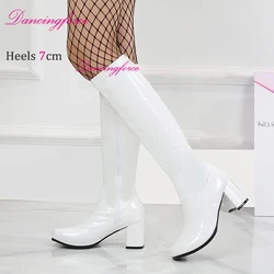White Sexy Ladies Hippie 70s GoGo Boots GO GO Boots Women Fancy Dress Costumes Knee High Boots Shoes