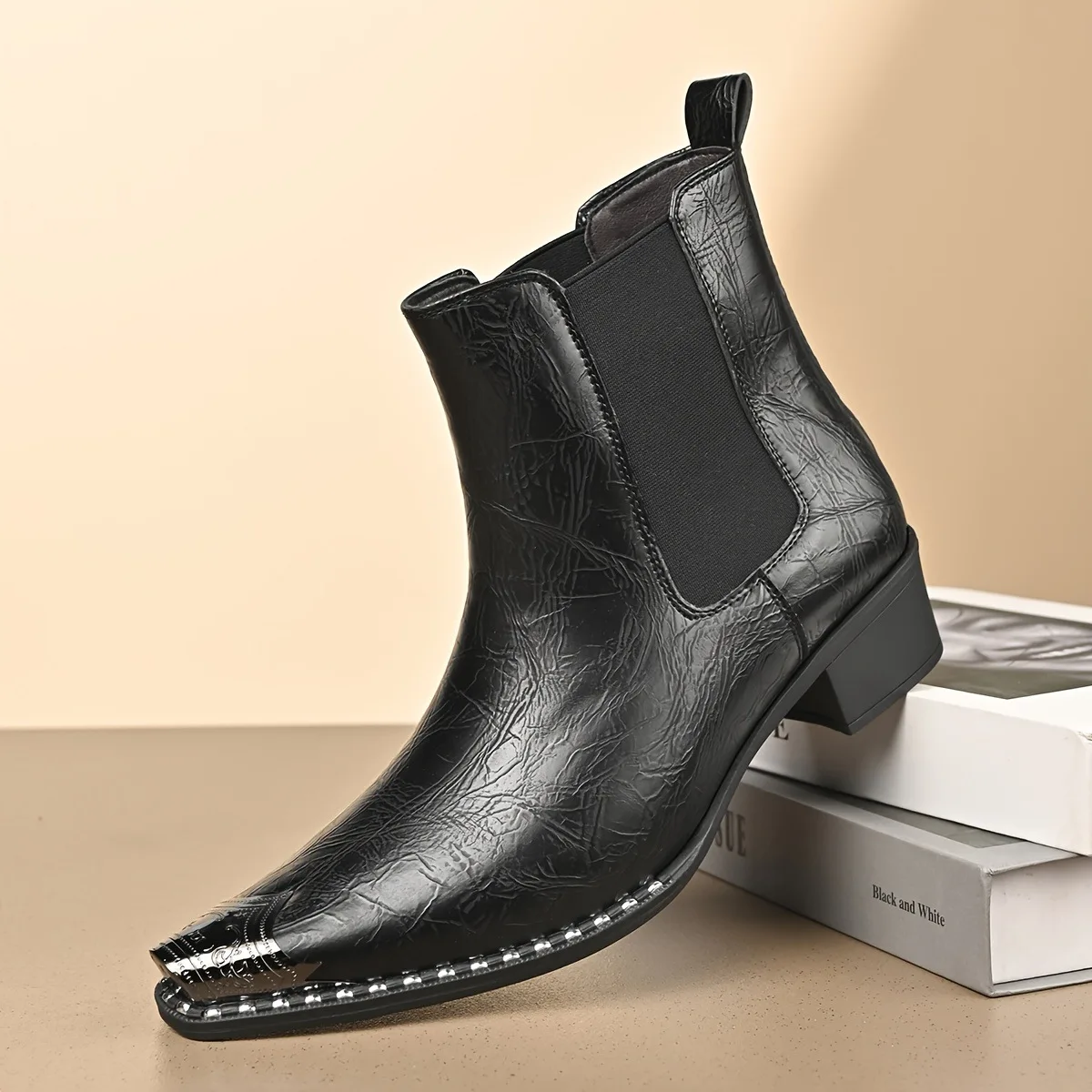 Men's Fashion Cowboy Boots Pointed Pull-On Leather Western Short Boots Plus Size Work Ankle Chelsea Boots Big Size 47 48