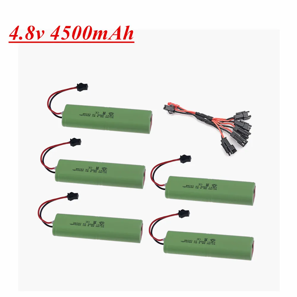 4.8v 4500mah Battery With Charger cable 4.8v NiMH Rechargeable Battery Pack For Rc toys Cars Tanks Robots Boats Guns Spare Parts