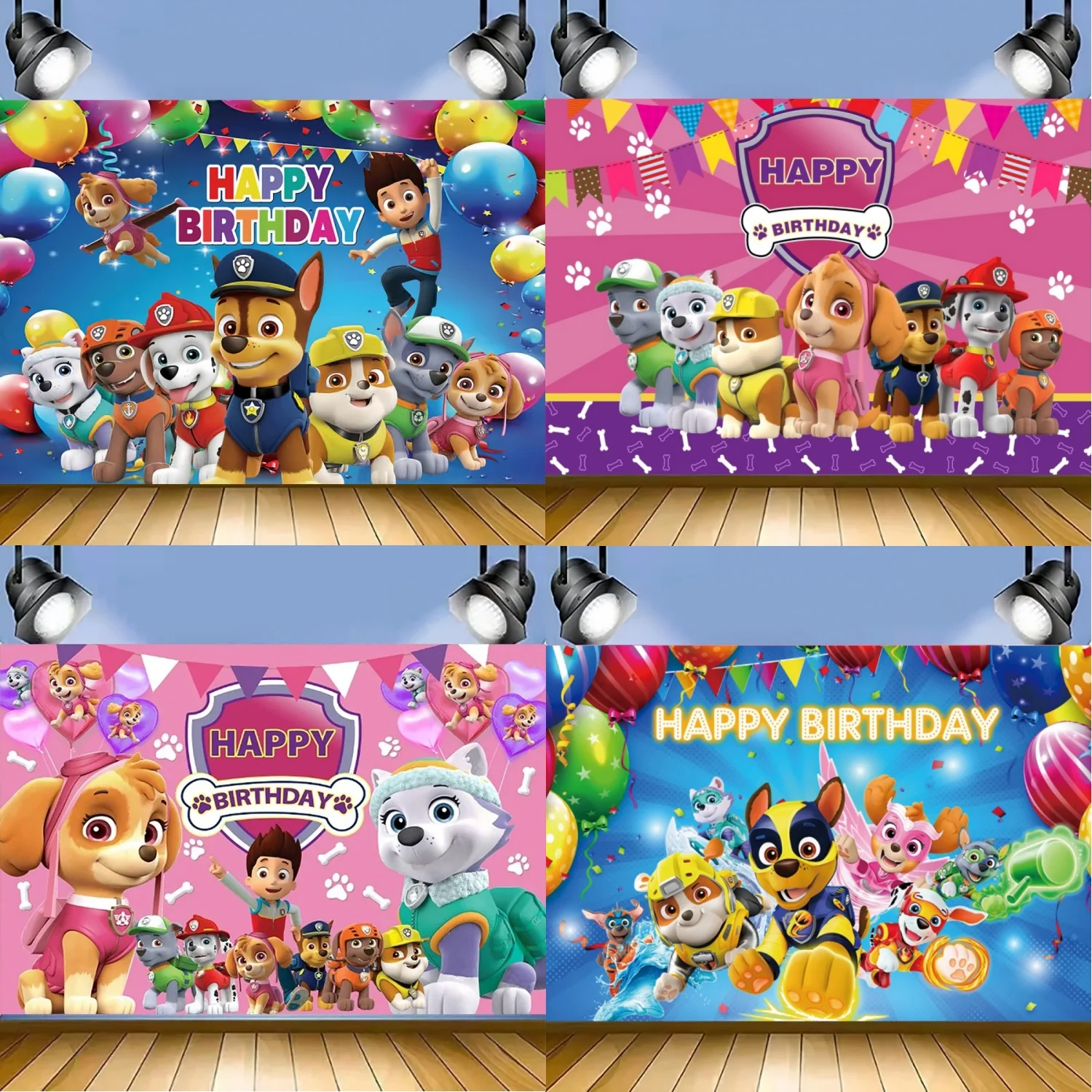 Paw Patrol Birthday Backdrop Decoration Kids Party Photography Background Puppy Wall Photo Studio Banner Dog Poster Photo Studio