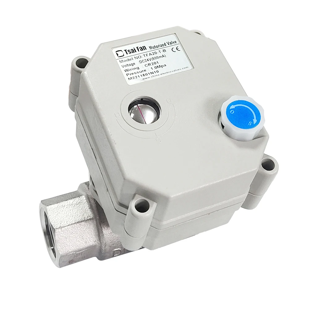 DC12V/24V Stainless Steel 1/2\'\' Motorized Ball Valve With Manual Override And Indicator 2 Way DN15 Electric Crane