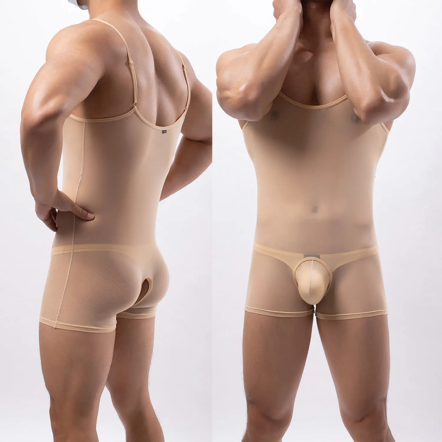 Summer Men's Sling One-Piece Mesh Vest See-through Penis Hole Panties Men's Sexy Lingerie Nightclub Gay Sissy Panties Long Johns