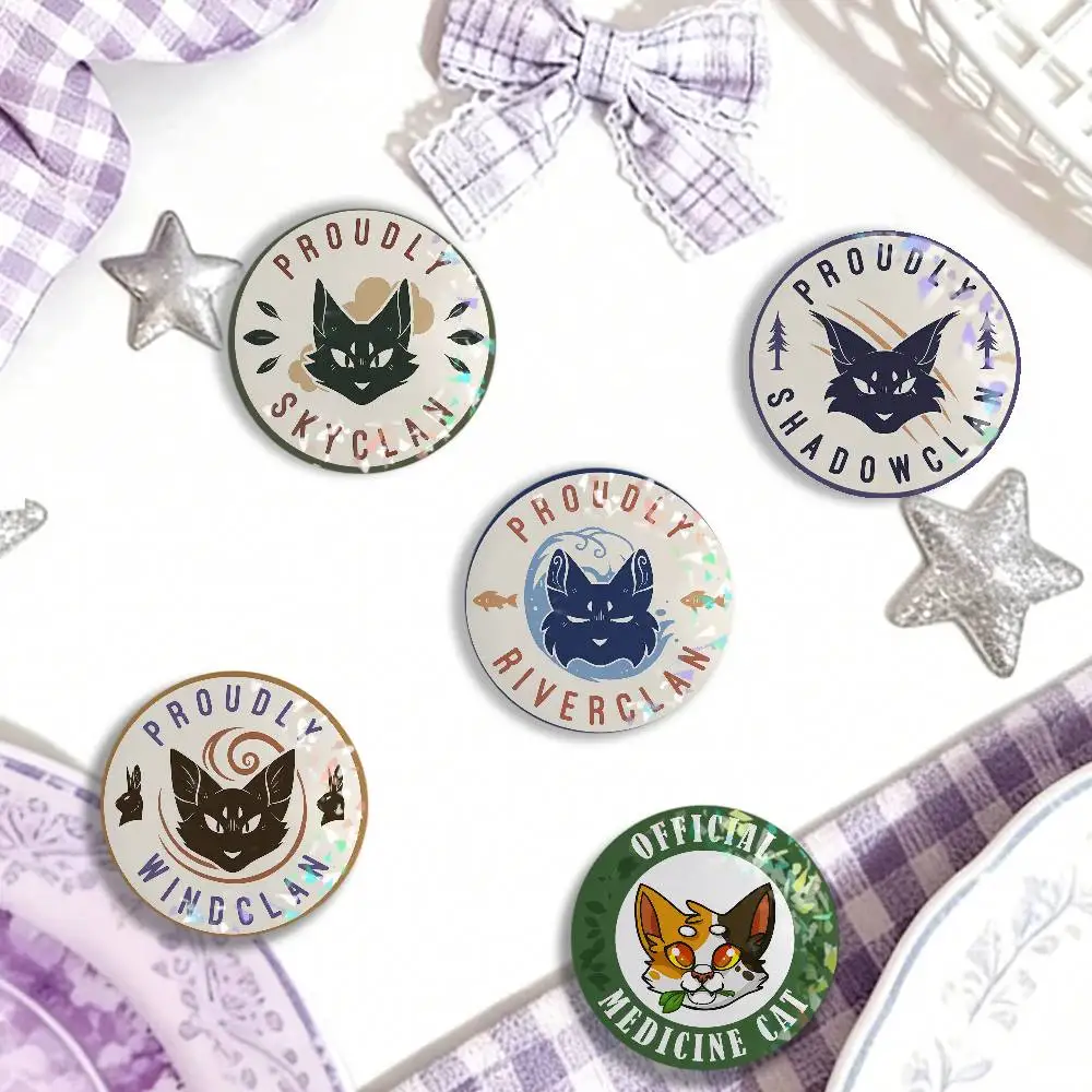 Cartoon Cute Warrior Cats Book Laser Badge Creative Brooches Backpack Accessories Make Great Gifts For Friends Children