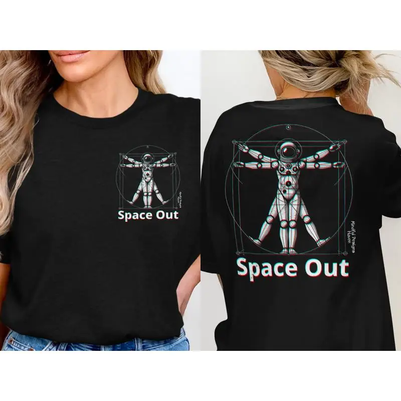 

Space Out Astronaut Vitruvian Man T Shirt Sweat Mug Tote Bag Stickers Unique Idea Davinci Design