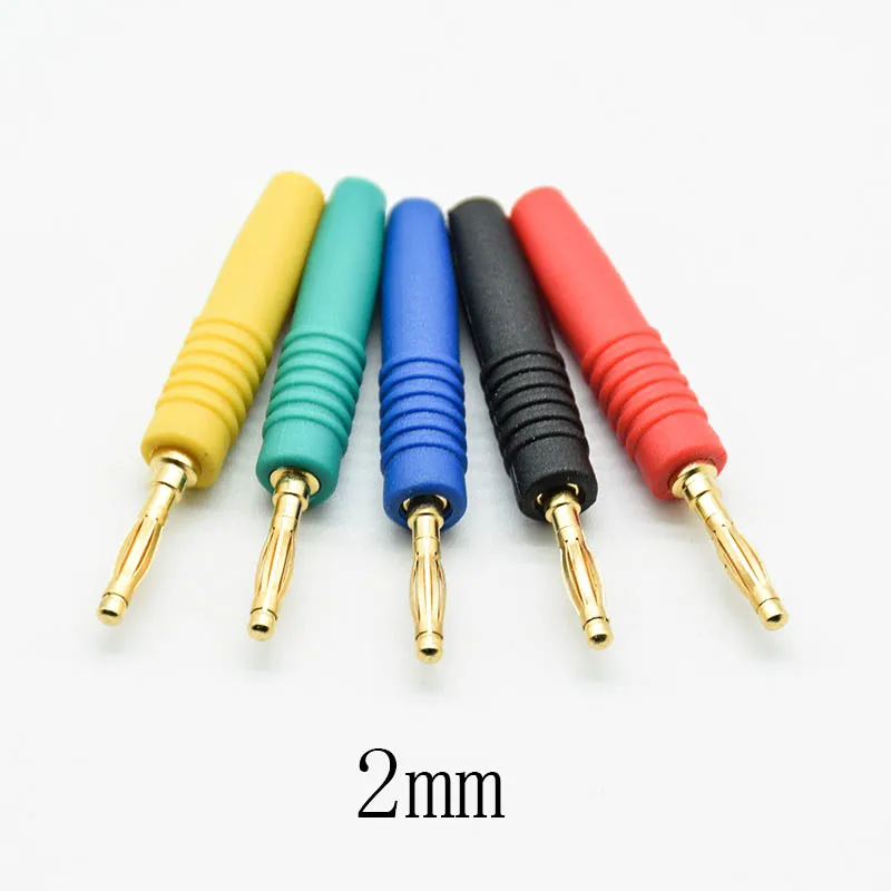 5pcs/lot Male Audio Speaker Amplifier Cable Wire Power Screw Jack Connector Adapter Gold Plated Wilding 2mm  Banana  Plug