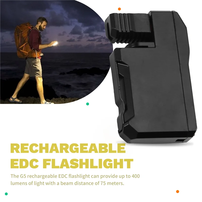 G5 ポータブル EDC 懐中電灯、充電式 G5 懐中電灯 - 3 モード、400 ルーメン、防水ミニ RGB ライト