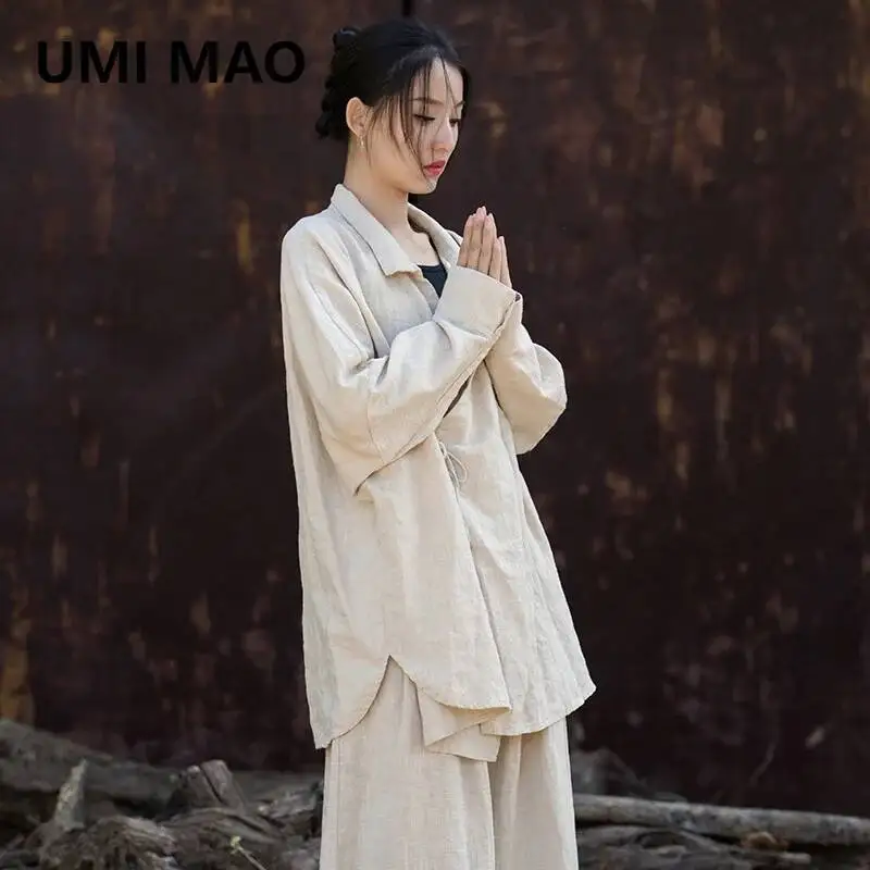 UMI MAO Spring Outerwear Women's Wear New Ramie Design Loose Free Spirited Home Travel Meditation Meditation Women's Coat