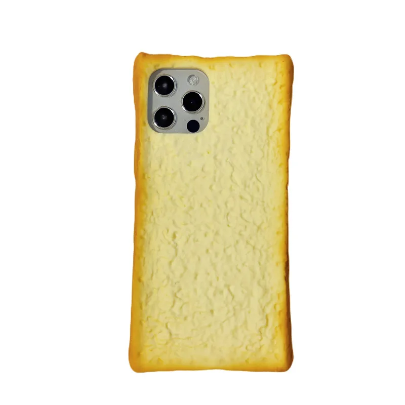 Creative INS 3D Toast Funny Silicon Soft Phone Case for iPhone 15 14 Plus 13 Pro Max Back Phone Cover for 12 Pro