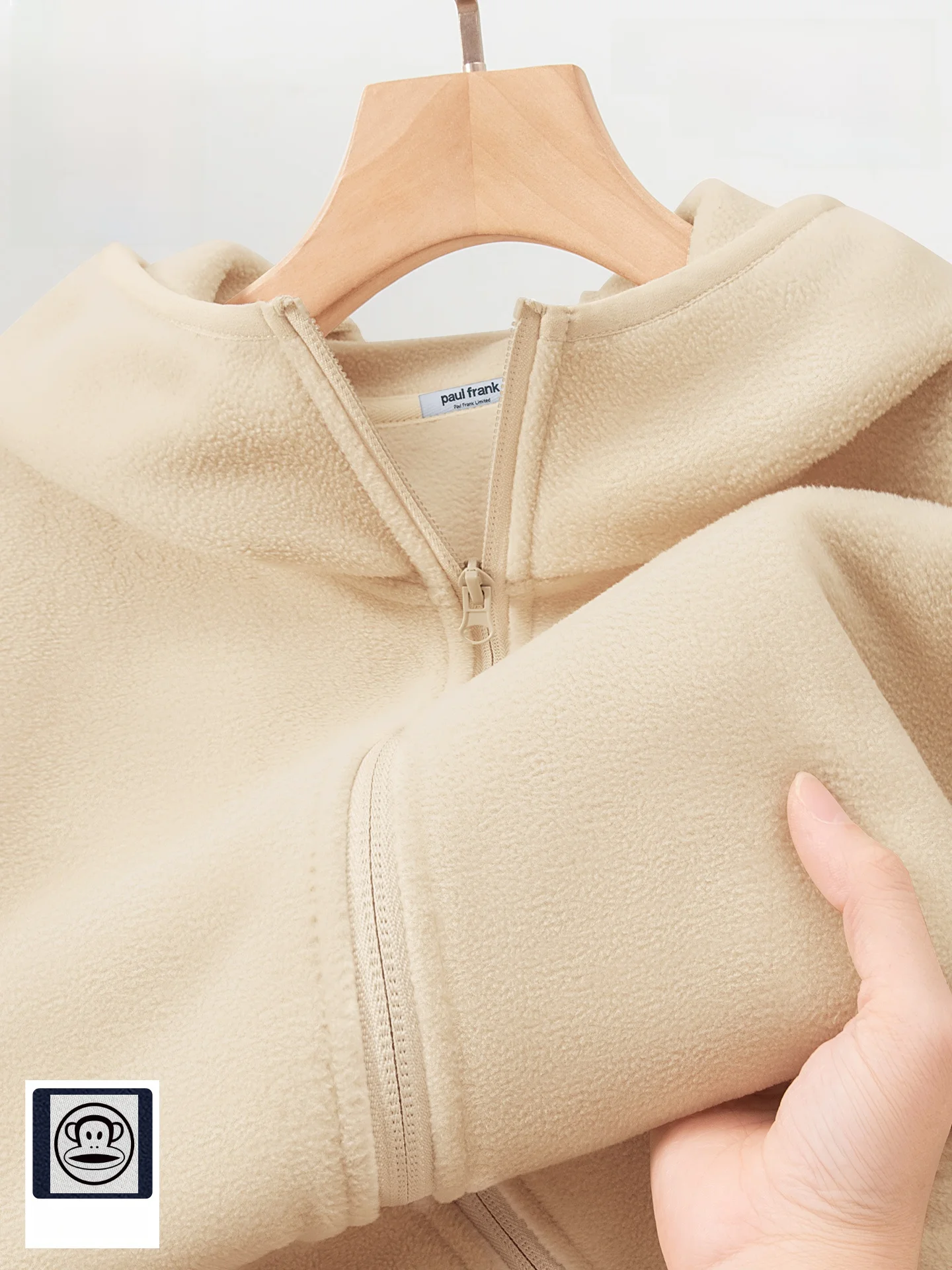 

Thiened Hooded Fce Jaet Men's Autumn Winter Outerwear Warm Zipper Closure Long Sve Pure Color Casual Coat