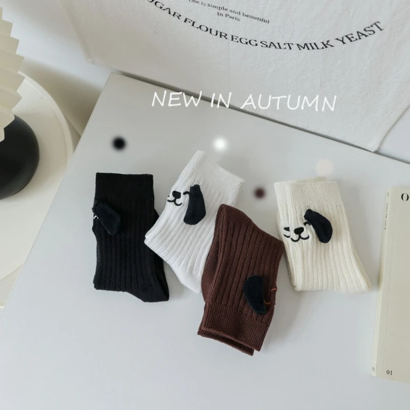 1 زوج 1-12 سنة الخريف الأطفال الجوارب لطيف الكرتون التطريز الكلب الفتيات الفتيان طفل جوارب محبوكة القطن جوارب رياضية المدرسة #6