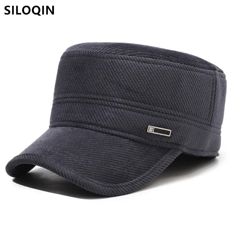 

New Winter Plush Thickened Warm Military Hats Coldproof Earmuffs Hat Flat Caps For Men Cycling Sports Cap Golf Cap Cotton Hat 모자